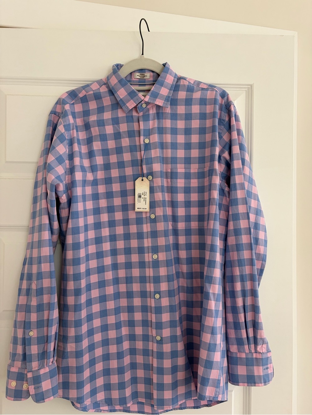 Peter Millar Pink and Blue Check Button-Down Shirt